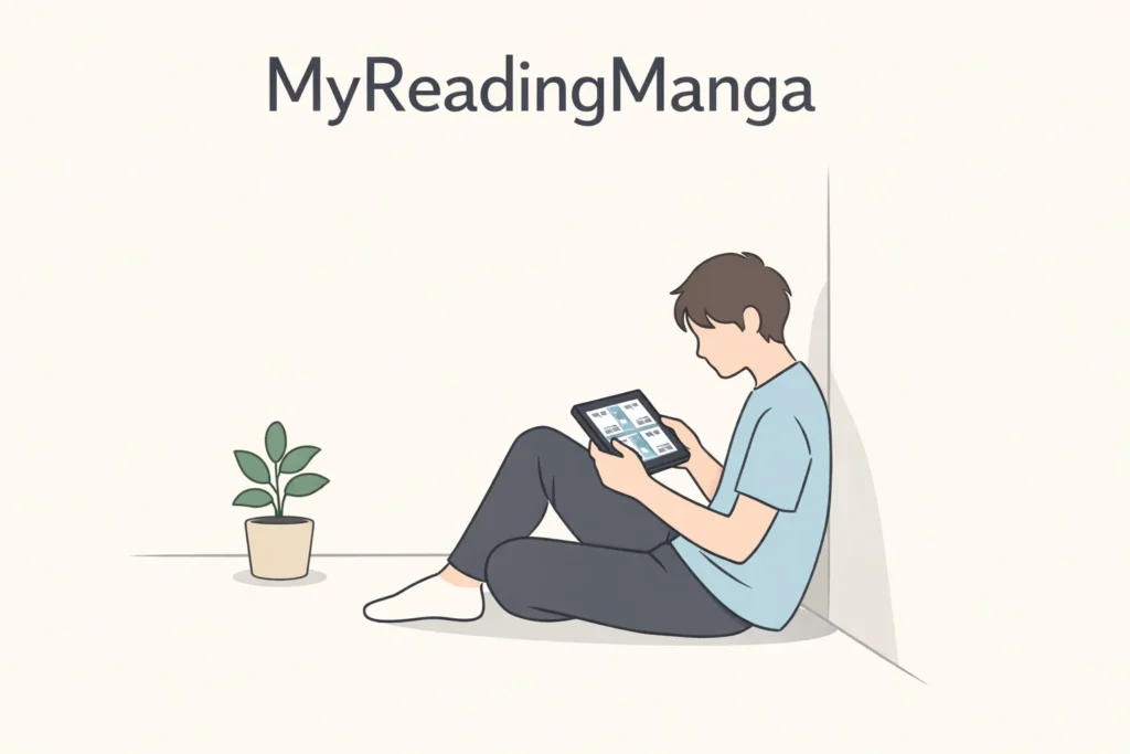 Simple MyReadingManga reading scene illustration