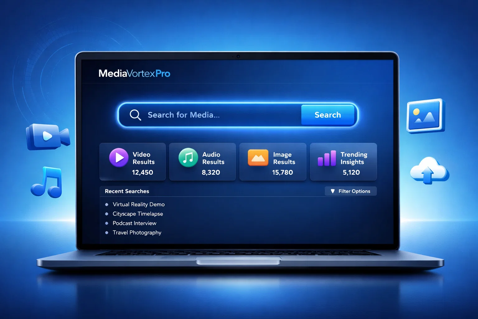 Digital marketing interface blue theme