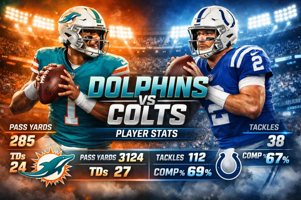 Miami Dolphins VS Indianapolis Colts Match Player Stats