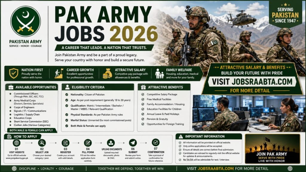 Pak Army Jobs 2026 | Online Apply Now – Latest Advertisement | Pakistan Army Recruitment